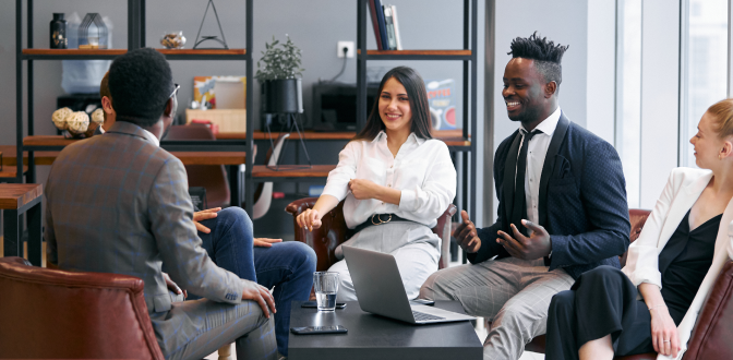 Close-up of operators in conversation, symbolizing diverse GTM roles and departments